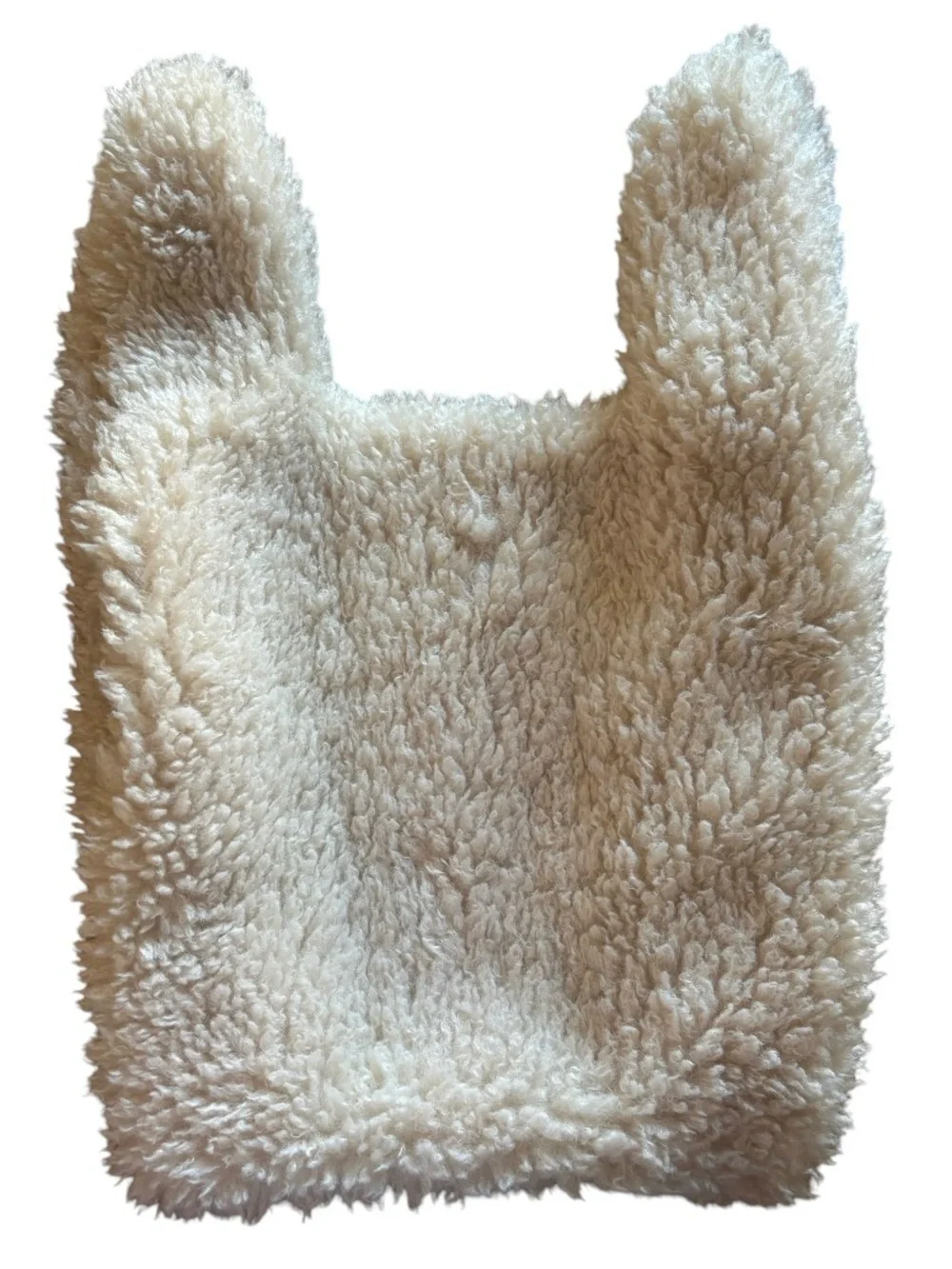 FP One Cream Faux Sherpa Tote Bag Teddy Texture Boho Minimalist Cottagecore